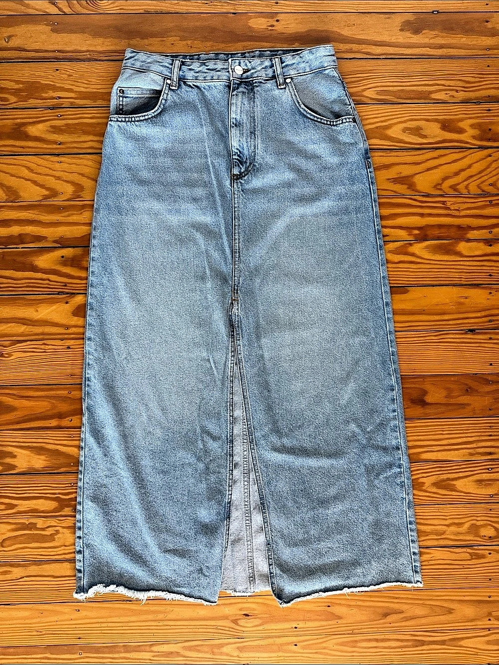 Pilcro The Madi Front-Slit Denim Skirt Blue US 10 - Picture 3 of 7